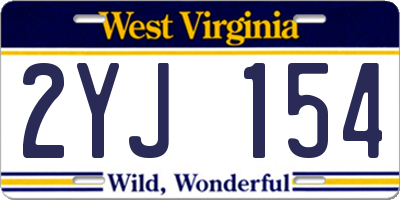 WV license plate 2YJ154