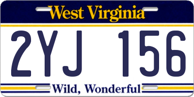 WV license plate 2YJ156