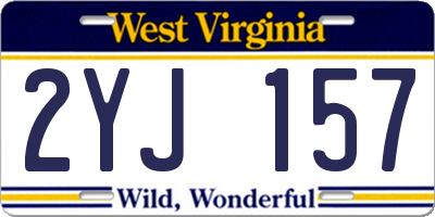 WV license plate 2YJ157