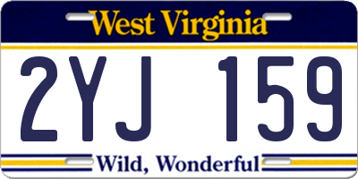 WV license plate 2YJ159