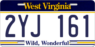 WV license plate 2YJ161