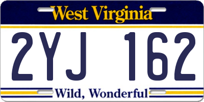 WV license plate 2YJ162
