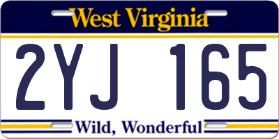 WV license plate 2YJ165