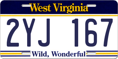 WV license plate 2YJ167