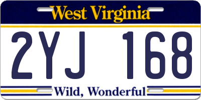 WV license plate 2YJ168