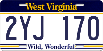 WV license plate 2YJ170