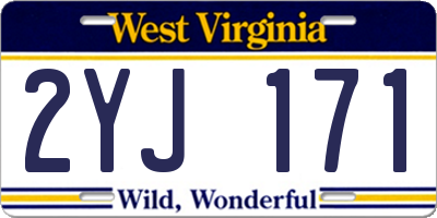 WV license plate 2YJ171