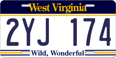 WV license plate 2YJ174