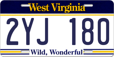 WV license plate 2YJ180