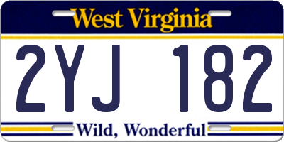 WV license plate 2YJ182