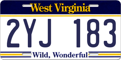 WV license plate 2YJ183