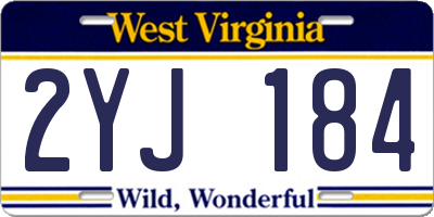 WV license plate 2YJ184