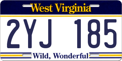 WV license plate 2YJ185