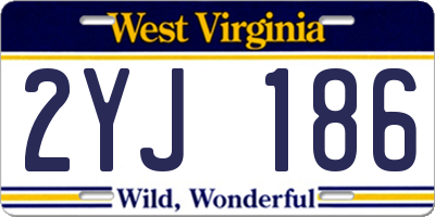 WV license plate 2YJ186