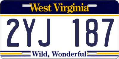 WV license plate 2YJ187