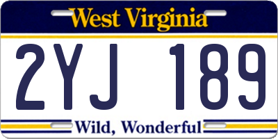 WV license plate 2YJ189