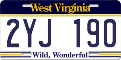 WV license plate 2YJ190