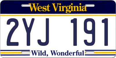 WV license plate 2YJ191