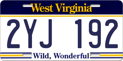 WV license plate 2YJ192