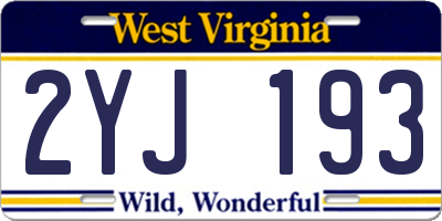 WV license plate 2YJ193