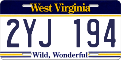 WV license plate 2YJ194