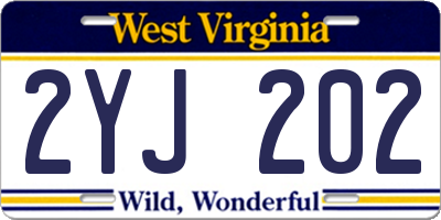 WV license plate 2YJ202