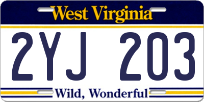 WV license plate 2YJ203
