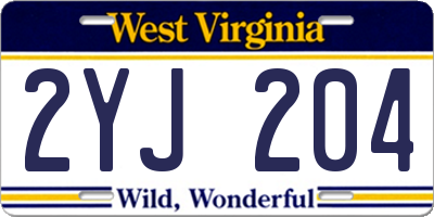 WV license plate 2YJ204