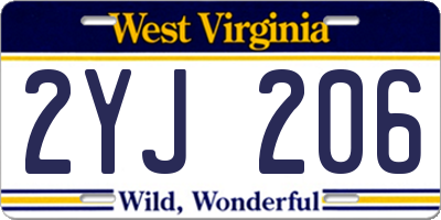 WV license plate 2YJ206