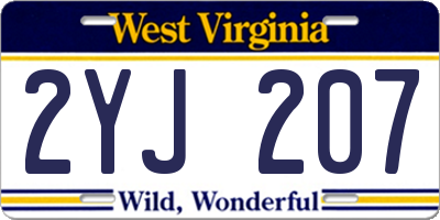 WV license plate 2YJ207