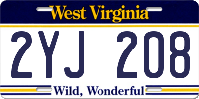 WV license plate 2YJ208