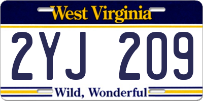 WV license plate 2YJ209