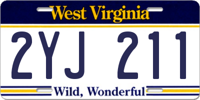 WV license plate 2YJ211