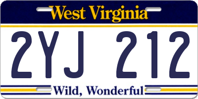 WV license plate 2YJ212