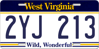 WV license plate 2YJ213