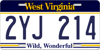 WV license plate 2YJ214