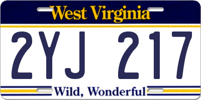WV license plate 2YJ217