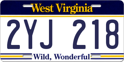 WV license plate 2YJ218