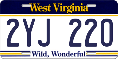 WV license plate 2YJ220