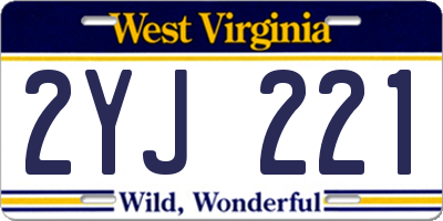 WV license plate 2YJ221