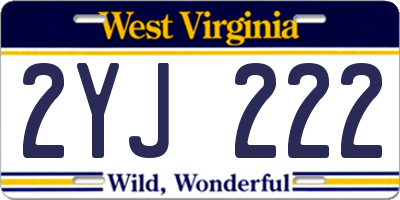 WV license plate 2YJ222