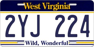 WV license plate 2YJ224