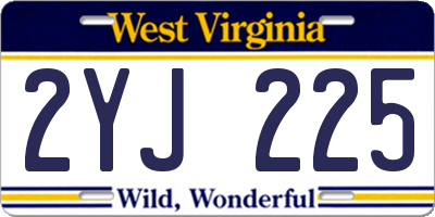 WV license plate 2YJ225