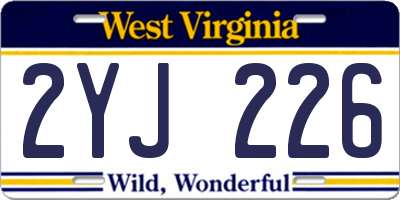 WV license plate 2YJ226