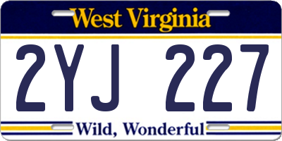 WV license plate 2YJ227