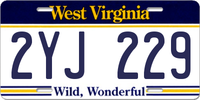WV license plate 2YJ229