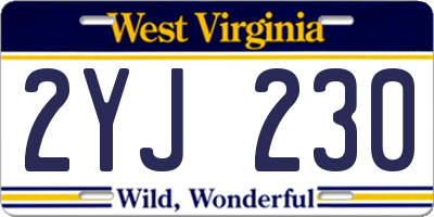 WV license plate 2YJ230