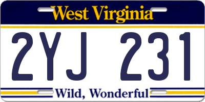 WV license plate 2YJ231