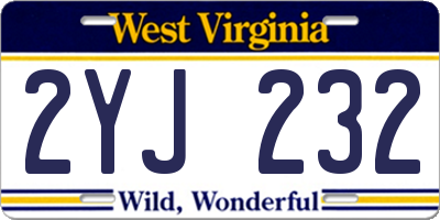 WV license plate 2YJ232