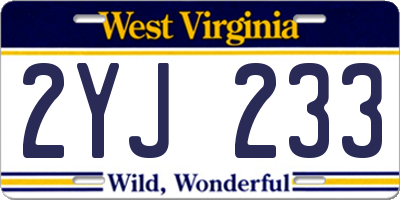 WV license plate 2YJ233
